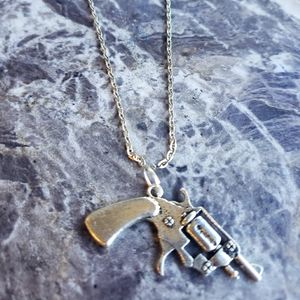 Pistol revolver gun necklace